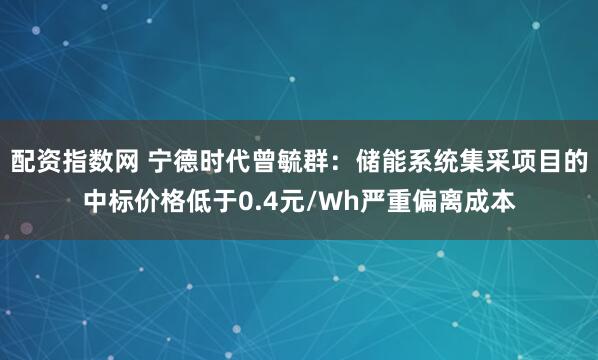 配资指数网 宁德时代曾毓群：储能系统集采项目的中标价格低于0.4元/Wh严重偏离成本
